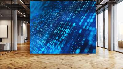 Design a digital blue background with binary code patterns subtly integrated. Wall mural