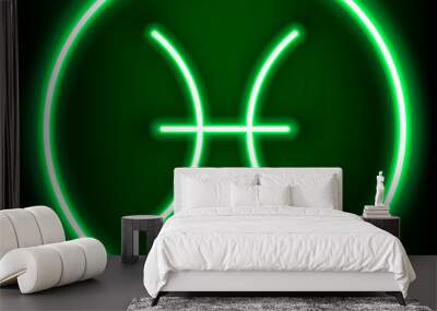 Astrology vector illustration abstract background Pisces is one of the 12 zodiac signs and is shown in a light green neon style. can be used to embellish the backdrop or publications in a variety of w Wall mural