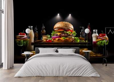 Awesome Burger and French Fries Wall mural