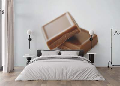 Of two milk chocolate bars,  white background. AI generation. Wall mural