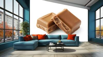 Of two milk chocolate bars,  white background. AI generation. Wall mural