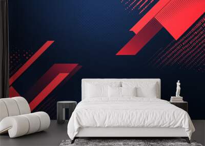 Red and blue abstract background with arrows, simple banner vector graphic design. AI generation. Wall mural