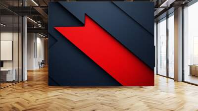 Red and blue abstract background with arrows, simple banner vector graphic design. AI generation. Wall mural