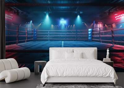 Empty ring boxing arena background generative ai Wall mural