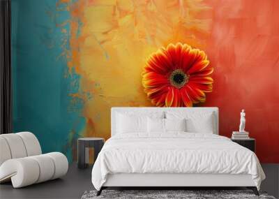 flower with minimalist painting. generative ai Wall mural