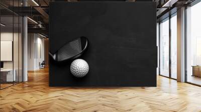 golf club and golf ball, dark background generative ai Wall mural