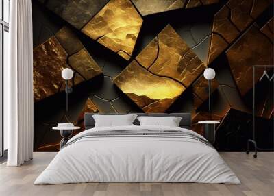 luxury gold mineral rock background, wealth finance, generative ai Wall mural