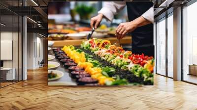 sushi chef preparing sushi in a restaurant generative ai Wall mural