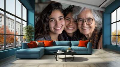 three generations of family generative ai Wall mural