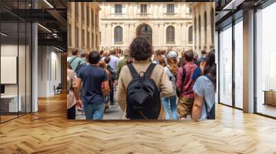 tour guide leading a group of tourists generative ai Wall mural