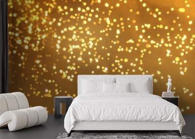 abstract yellow gold bokeh bright glitter sparkle glowing background. for template web advertising design brand, backdrop, party, new year christmas celebration etc. Wall mural