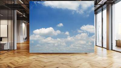 beautiful blue sky and white fluffy cloud horizon outdoor for background. Wall mural