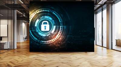 Abstract security digital concept on technology background. Wall mural