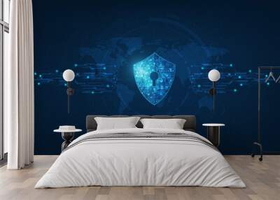 Abstract security digital technology background.protection mechanism and system privacy.vector illustration. Wall mural