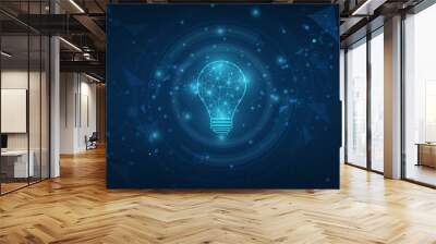 Vector circle tech with light blue and lamp bulb on technology background. Wall mural