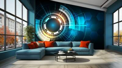 Vector tech circle with various technological design. Wall mural