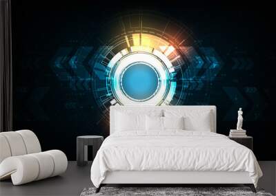 Vector tech circle with various technological. Wall mural