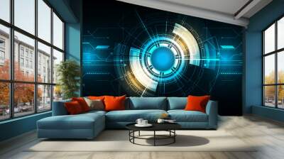 Vector tech circle with various technological. Wall mural