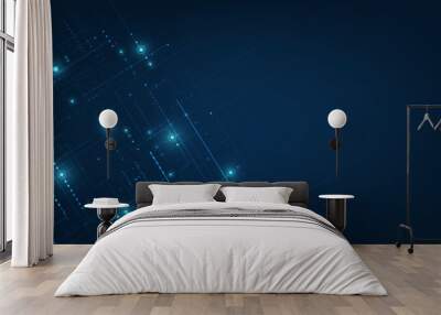 Vector technology design on dark blue color background . Wall mural