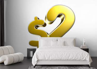 2 dollar figure gold 3D illustration. Advertising signs. Product design. Product sales. Wall mural