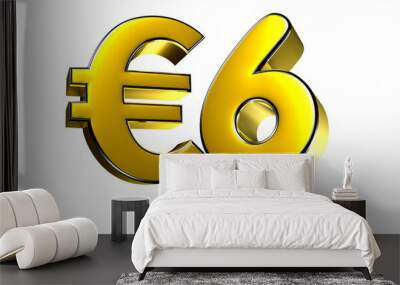 6Euro figure gold 3D illustration. Advertising signs. Product design. Product sales. Wall mural