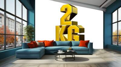 Number 2 Kg gold 3D illustration. Advertising signs. Product design. Product sales. Wall mural