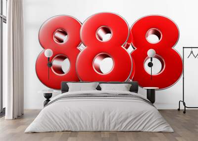 Rounded red numbers 888 on white background 3D illustration with clipping path Wall mural