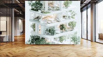 A team of architects using AI to simulate eco-friendly building designs, AI sustainable architecture, green design solutions Wall mural