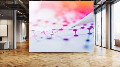 Soft gradient primary colors surrounding an SEO graph, representing effective campaigns Wall mural