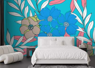 Abstract elegance pattern with floral background. Wall mural