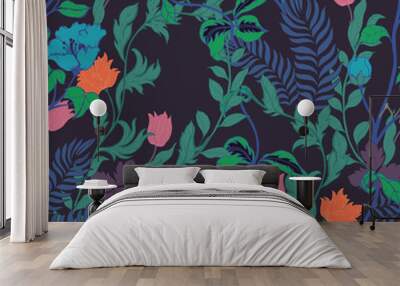 Abstract elegance pattern with floral background. Wall mural