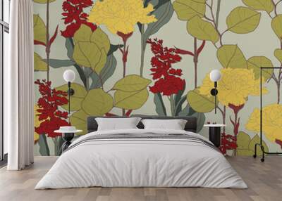 Abstract elegance pattern with floral background. Wall mural