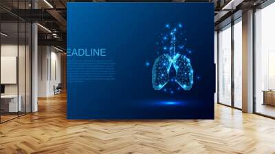 human lungs .Low poly style design. Abstract geometric background. Wireframe light connection structure.vector illustration Wall mural