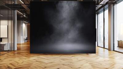 empty floor with smoke on dark background Wall mural