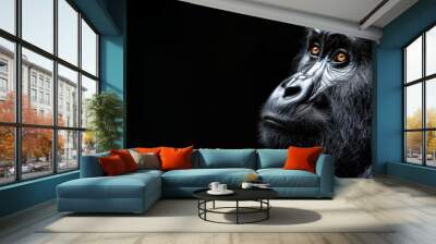 close up of a gorilla on a dark background Wall mural