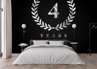 4 years anniversary silver Wall mural