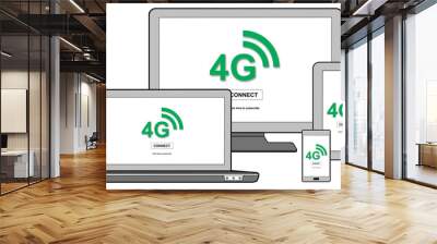 4g network concept on different devices Wall mural