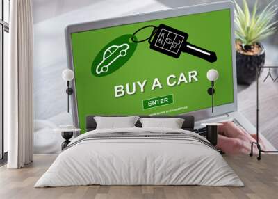 Car sale concept on a laptop screen Wall mural