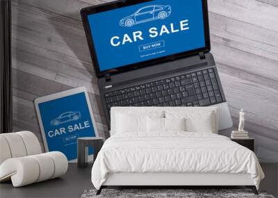 Car sale concept on different devices Wall mural