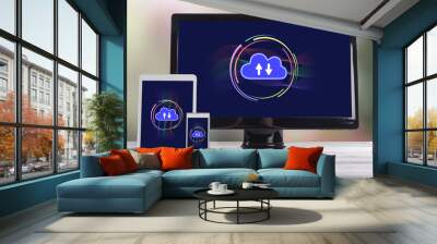 Cloud computing concept on different devices Wall mural