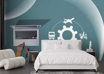 Concept of transportation Wall mural