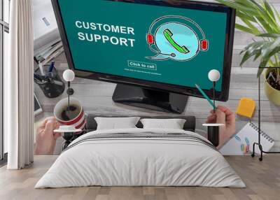 Customer support concept on a computer Wall mural