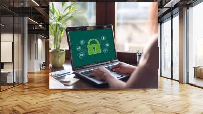 Cyber security concept on a laptop screen Wall mural