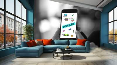 E-commerce concept on a smartphone Wall mural