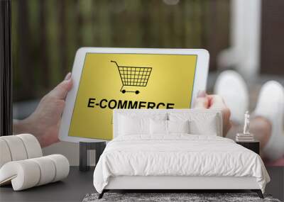 E-commerce concept on a tablet Wall mural