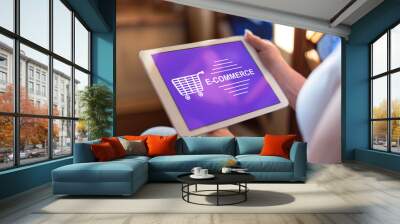 E-commerce concept on a tablet Wall mural