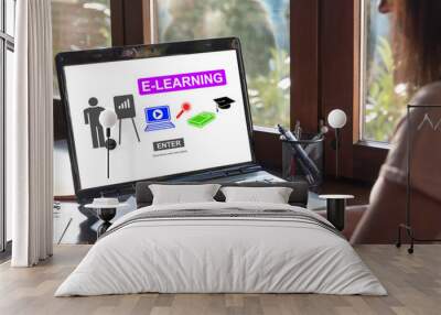 E-learning concept on a laptop screen Wall mural