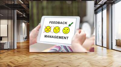 Feedback management concept on a tablet Wall mural