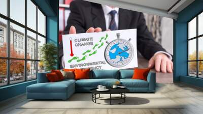 Global warming concept on an index card Wall mural