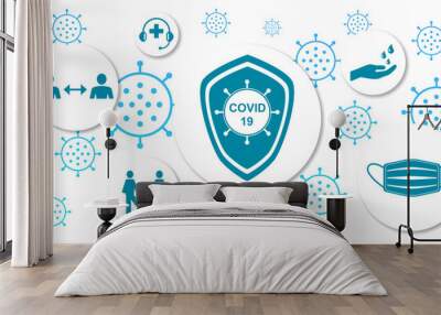 Illustration of protective measures against virus contamination Wall mural